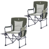 EVER ADVANCED Camping Directors' Chair with Side Table, Portable Folding Chair with Compact Size, Heavy Duty with Pocket for Cam
