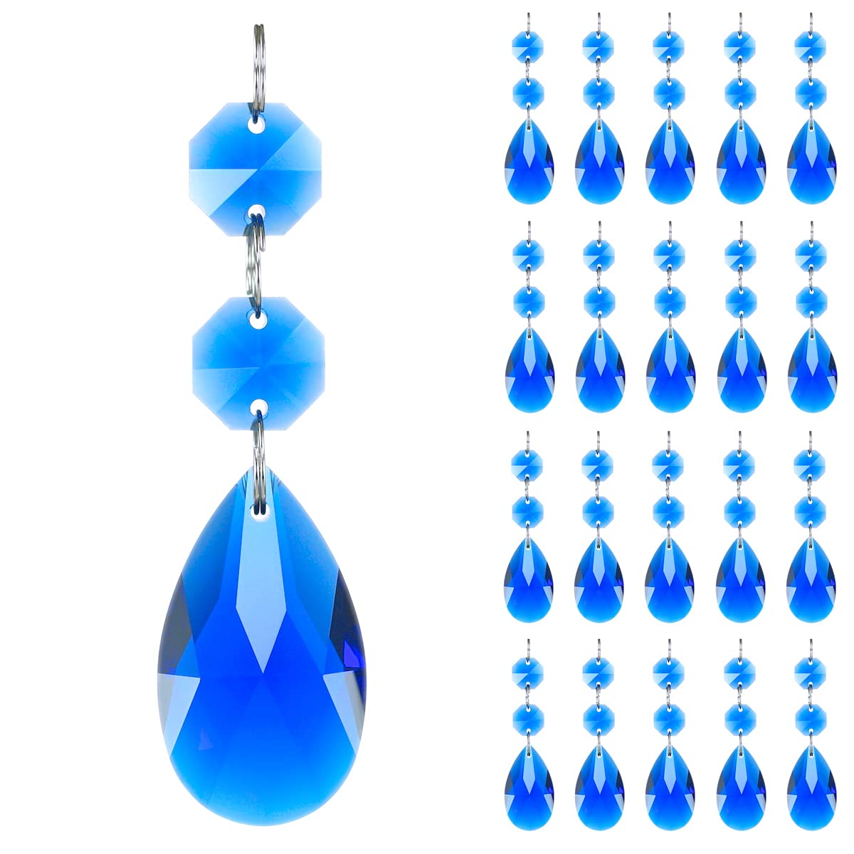 GOLDENHAITAI 20pcs Teardrop Chandelier Lighting Lamp Crystals Pendant Accessories Almond Prism Pendant Connected Glass Octagon B