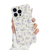 Faneiy for iPhone 16 Pro Max Case Cute Flower Aesthetic Women Girly Fashion Protective Phone Case Floral Purple