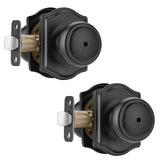 NCSEN 2 Pack Matt Black Door Knobs with Camelot Trim,Interior Door Knob with Lock,Coastal Privacy Door knob for Bath and Bedroom