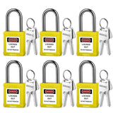 BOZZYS Lockout Tagout Locks 6-Pack|OSHA Yellow Loto Locks Keyed Different|2 Keys/Lock for Industrial Machinery & Electrical Pane