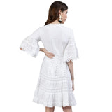 Ishin Women'S Cotton Above Knee Lenght A-Line Indo Western Dress Dhtopknm-13023_S_White