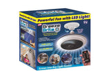 Breeze Brite Ceiling Fan with LED Light, No Tools - Screw into any light socket 3 Speed Settings, 3 Brightness Settings up to 21