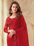 Satrani Womens Pure Georgette Saree (2992S2671N_Red)