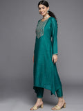 Libas Women'S Silk Yoke Design A-Line Kurta (23516O_Teal Teal Xl