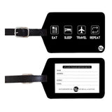 Nutcase Designer Luggage Travel Baggage Tags Set Of 2 With Name Card Inside Eat Sleep Icons Black