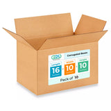 Medium Shipping & Moving Boxes 16x10x10 inches (10-Pack) - Extra Strength 200 lb vs Regular - Corrugated Packing Boxes for Movin