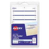 Print Or Write File Folder Labels, 11/16 X 3 7/16, White/dark Blue Bar, 252/pack
