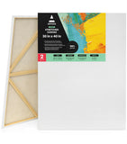 ARTEZA Stretched Canvas, 30 x 40 Inches, Pack of 2, Blank White Large Canvas for Painting for Acrylic, Oil and Gouache Paints