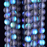Asingeloo 4mm Matte Aurora Crystal Glass Beads Grey Mystic Aura Quartz Bead Merimaid Frosted Moonstone Beads Crystal Healing Pow