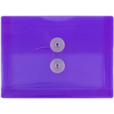 JAM PAPER Plastic Envelopes with Button & String Tie Closure - Index Size - 5 1/2 x 7 1/2 - Purple - 12/Pack