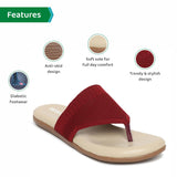 Ortho Joy Fancy Doctor Slippers | Comfortable Flat Sandals For Women Stylish,Maroon,4,B09YDHWP7V