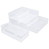 Thintinick 6 Pack Rectangular Clear Plastic Storage Containers Box with Hinged Lid for Beads and Other Small Craft Items (7.28 x