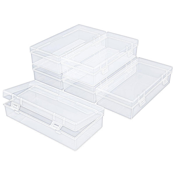 Thintinick 6 Pack Rectangular Clear Plastic Storage Containers Box Wit ...