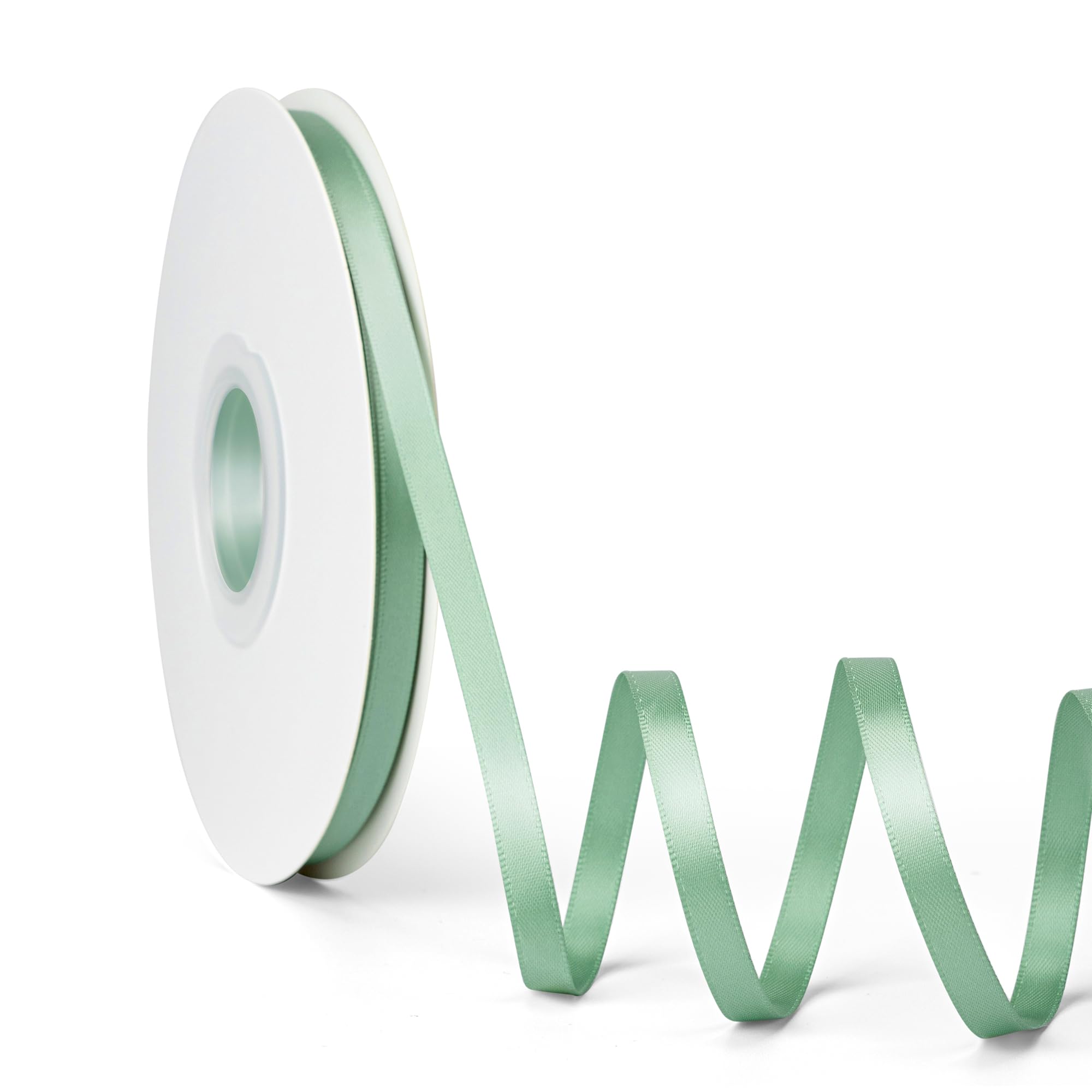 Laferri Sage Green Satin Ribbon,1/4 X 50 Yards,Double Faced Thin Fabric Ribbon Use for Gift Wrapping DIY Craft Floral Bouquets W