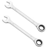 KINJOEK 2 PCS 19mm 12PT Ratchet Wrench, Metric Gear Combination Ratcheting Wrench Set with 5 Movement and 72 Teeth for Projects 