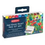 Derwent Inktense Permanent Paint Pan Travel Set Palette #2, Painting, Ideal For Layering, Use On Fabrics, Includes Waterbrush, S