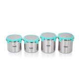Sumeet Airtight & Leak Proof Steelexo Stainless Steel Storage Container with Lid Pack of 4Pc (1100ML &1300ML) Silver