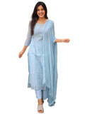 Anni Designer Women'S Rayon Viscose Solid Straight Kurta With Pant & Dupatta (Hinoor Blue_Xl_Blue_X-Large),Blue,XL