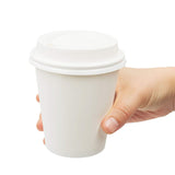 Golden Apple, Disposable White Paper Coffee Cups 10 oz. Cups & Lids Quantity 50 cups per pack. Perfect For On-The-Go Hot or Cold
