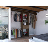 Tuhome Manchester 250 Closet System, Five Open Shelves, One Drawer, Three Metal Rods -Dark Walnut