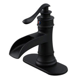 BWE Black Bathroom Faucet Matte Waterfall Sink Farmhouse Bath Vanity Single Hole Faucets One Handle Basin Antique centerset Rest