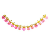 Funcart Glitter Pink and Gold Happy Birthday Crown Banner