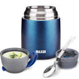 MAXSO Soup Thermo for Hot & Cold Food for Adults Kids, 17 oz Vacuum Insulated Steel Lunch Container Bento Box with Spoon, Leakpr