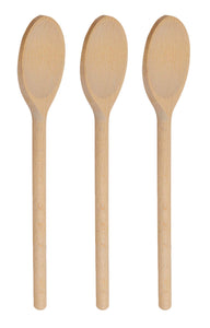 12 Inch Long Wooden Spoon Set by BICB | Natural Beechwood Mixing Spoons for Baking, Cooking & Stirring | Set of 3 Long Wooden Sp