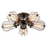 moonkist Vintage Ceiling Light Industrial Semi-Flush Mount Ceiling Light Metal Fixtures Painted Finish (with 5 Light) (Bronze)