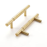 FLIRABBIT Polished Brass Cabinet Pulls, 2 Pack Modern Gold Cupboard Drawer Hardware for Bathroom Kitchen Solid Brass Dresser (2,