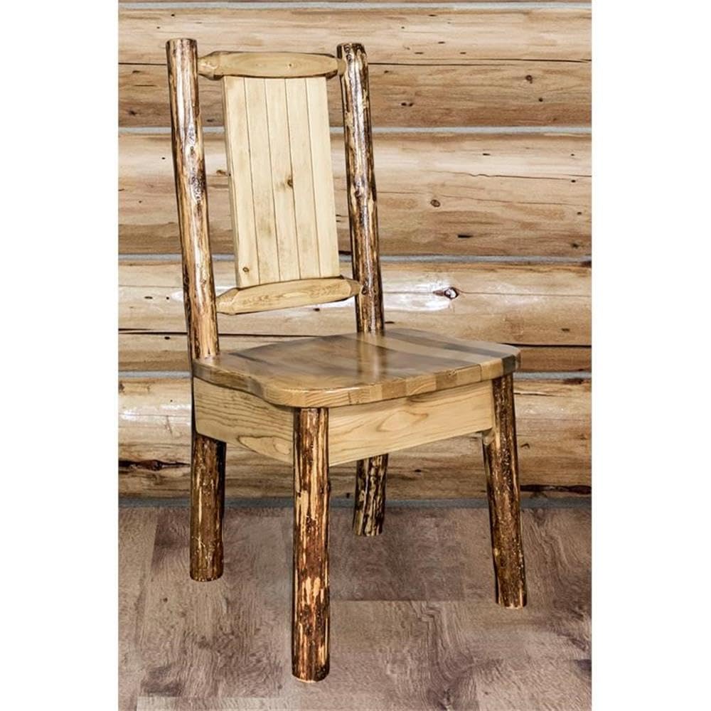 Montana Wooodworks Glacier Country Collection Side Dining Chair With Laser Engraved Pine Tree Design