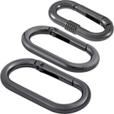 STSTR 3pcs Oval Spring Ring Clips, Black Metal Keyring Purse Clip, Heavy Duty Opening O Ring Carabiner for Keychains, Buckle Cla