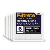 Filtrete 16x16x1 AC Furnace Air Filter, MERV 12, MPR 1500, CERTIFIED asthma & allergy friendly, 3 Month Pleated 1Inch Electrost