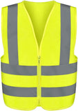 Neiko 53943A High Visibility Safety Vest with Reflective Strips Size XXLarge Neon Yellow Color Zipper Front For Emergency, 