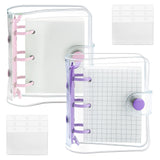 Yetoome 2 Pack Mini Transparent 3 Ring Binder Covers With 80 Inner Papers And Refillable Bags, Clear Soft Pvc Mini Notebook Roun