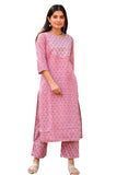 Gosriki Women'S Cotton Kurta Palazzo (Kuz-Kurti-Avenue_Medium_Blue_M),Pink,,B082Q2VTYY