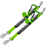 VULCAN Car Tie Down with Twisted Snap Hooks 2 Inch x 96 Inch 2 Pack HighViz 3,300 Pound Safe Working Load