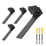 Redunest Floating Shelf Brackets,4 Pack Heavy Duty L Brackets for Shelves, 6 Inch Black Stainless Steel Countertop Support Brack