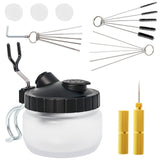 Podoy Airbrush Cleaning Kit Spray Wash Cleaning Pot Stabilizer Jar Bottles Holder with Cleaning Tools Needle Nozzle Brush