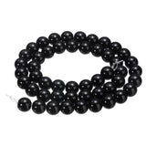 HARFINGTON 48pcs Solid Black Cat's Eye Stone Beads 8mm Round Smooth Gemstone Crystal Loose Bead for Jewelry Making Bracelets Nec