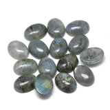Fashewelry 50Pcs Natural Oval Labradorite Flatback Gemstone Cabochons 14x10mm Healing Chakra Crystal Stone Beads No Hole for Jew