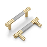 Dazzleeta 10 Pack Cabinet Handles Gold and Nickel 3 Inch Drawer Pulls Round Bar Brass Cabinet Pulls with Knurled Pattern Kitchen