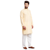 Sojanya (Since 1958 Men'S Yellowcotton Linen Kurta Pyjama