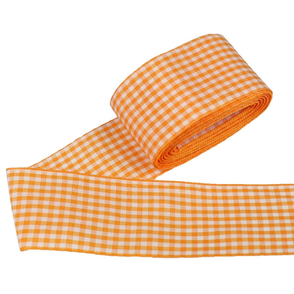 Gingham Ribbon Plaid Ribbon for Gift Wrapping Party Wedding Christmas Decoration (Orange,1-1/2 (38mm) x 10 Yards)