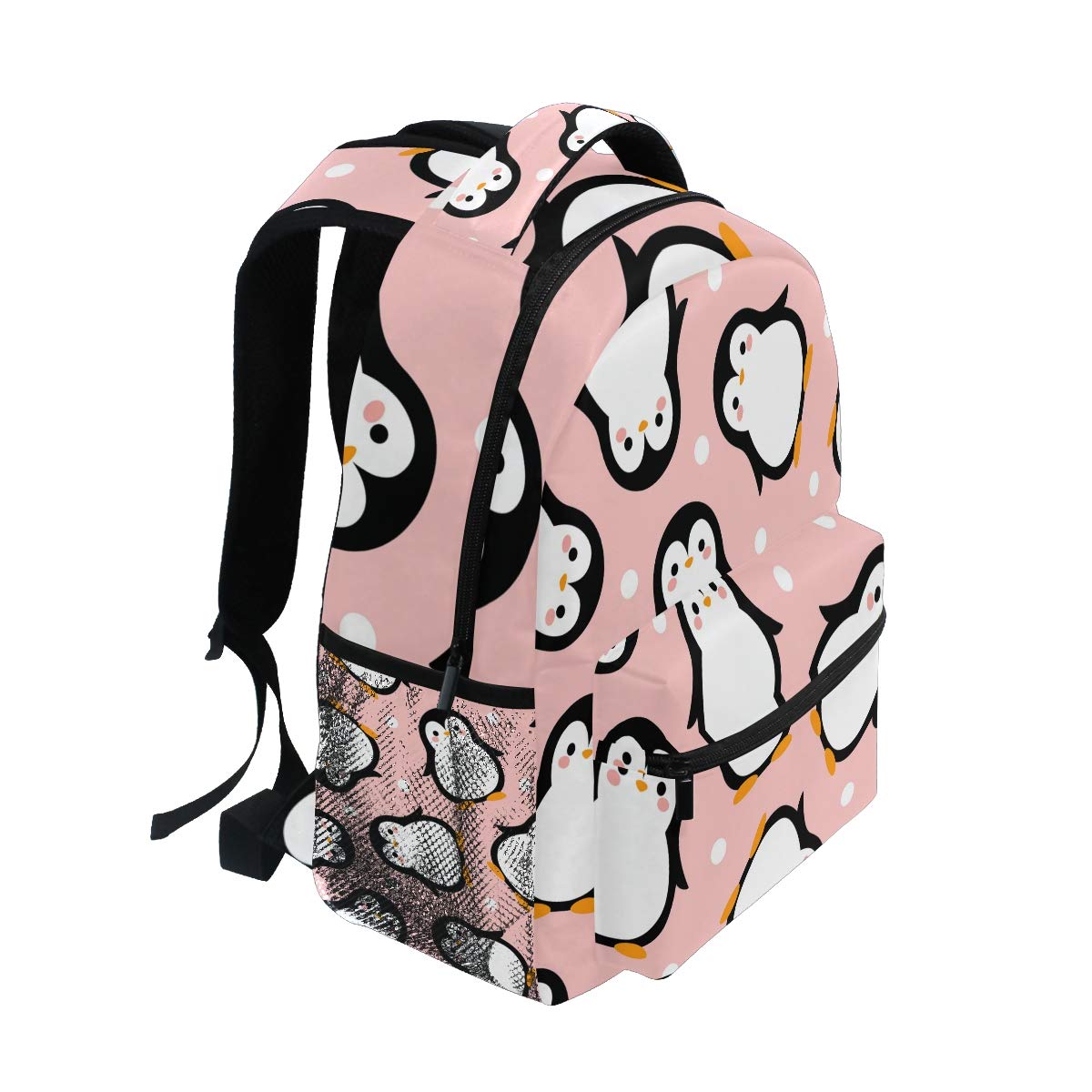 Cute Penguin Backpack for Boys Girls Kids Cartoon Pink Sea Animals Dots Student Bookbag School Bag 14 inch Laptop Backpacks Trav