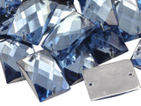 Allstarco 18x13mm Blue Sapphire Lt. CH02 Flat Back Rectangle Sew On Beads for Crafts Plastic Acrylic Rhinestones with Holes for 