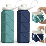 BEAUTAIL Collapsible Water Bottles 20.6oz 2 Pack, Silicone Foldable Portable Travel Water Bottle, Lightweight Reusable Leakproof