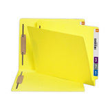 Smead End Tab Fastener File Folder, ShelfMaster Reinforced StraightCut Tab, 2 Fasteners, Letter Size, Yellow, 50 per Box (2594