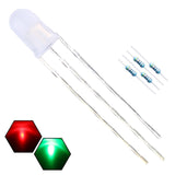 EDGELEC 100pcs 5mm Red & Green Lights Bi-Color LED Diodes Common Cathode (White Lens) Diffused Round Lens +200pcs Resistors (for